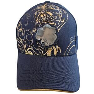 Vintage Notre Dame Fitted Hat Cap Y2K Black Gold Fighting Irish Clover Retro